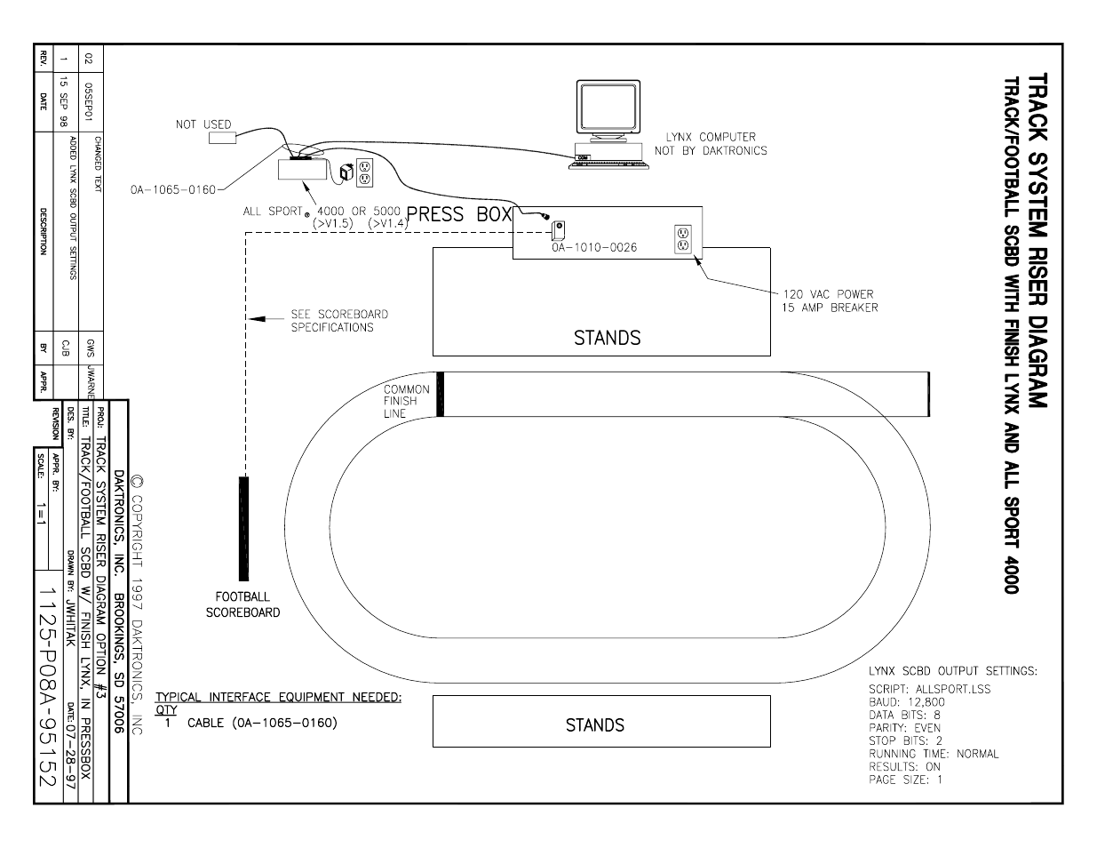 Drawing a-095152 | Daktronics All Sport 5000 User Manual | Page 332 / 416