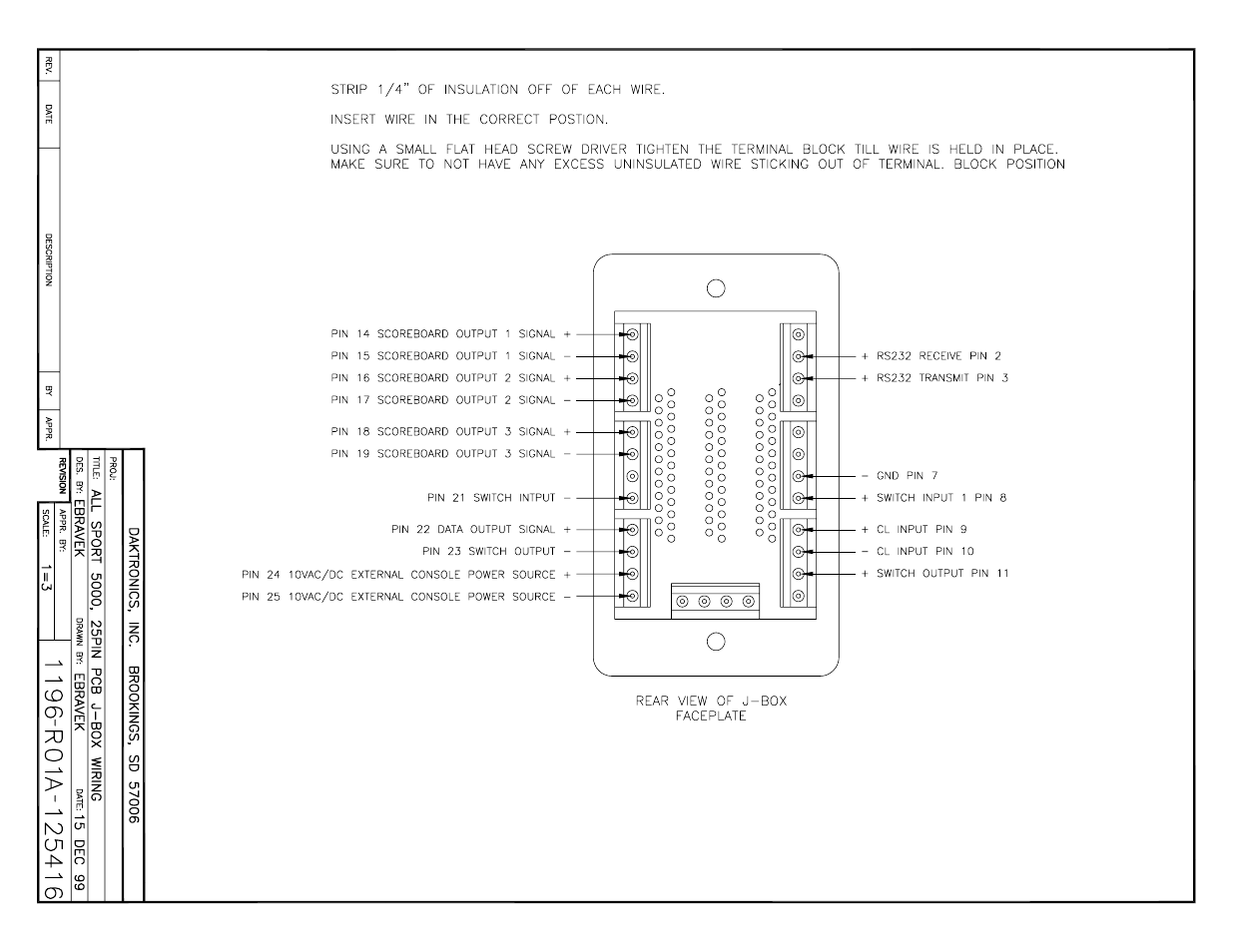 Drawing a-125416 | Daktronics All Sport 5000 User Manual | Page 344 / 416