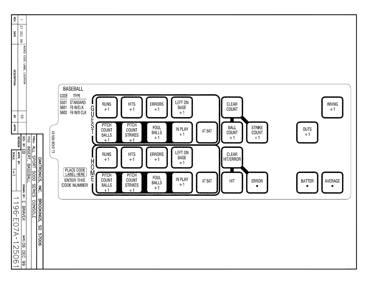 Drawing a-125061 | Daktronics All Sport 5000 User Manual | Page 366 / 416