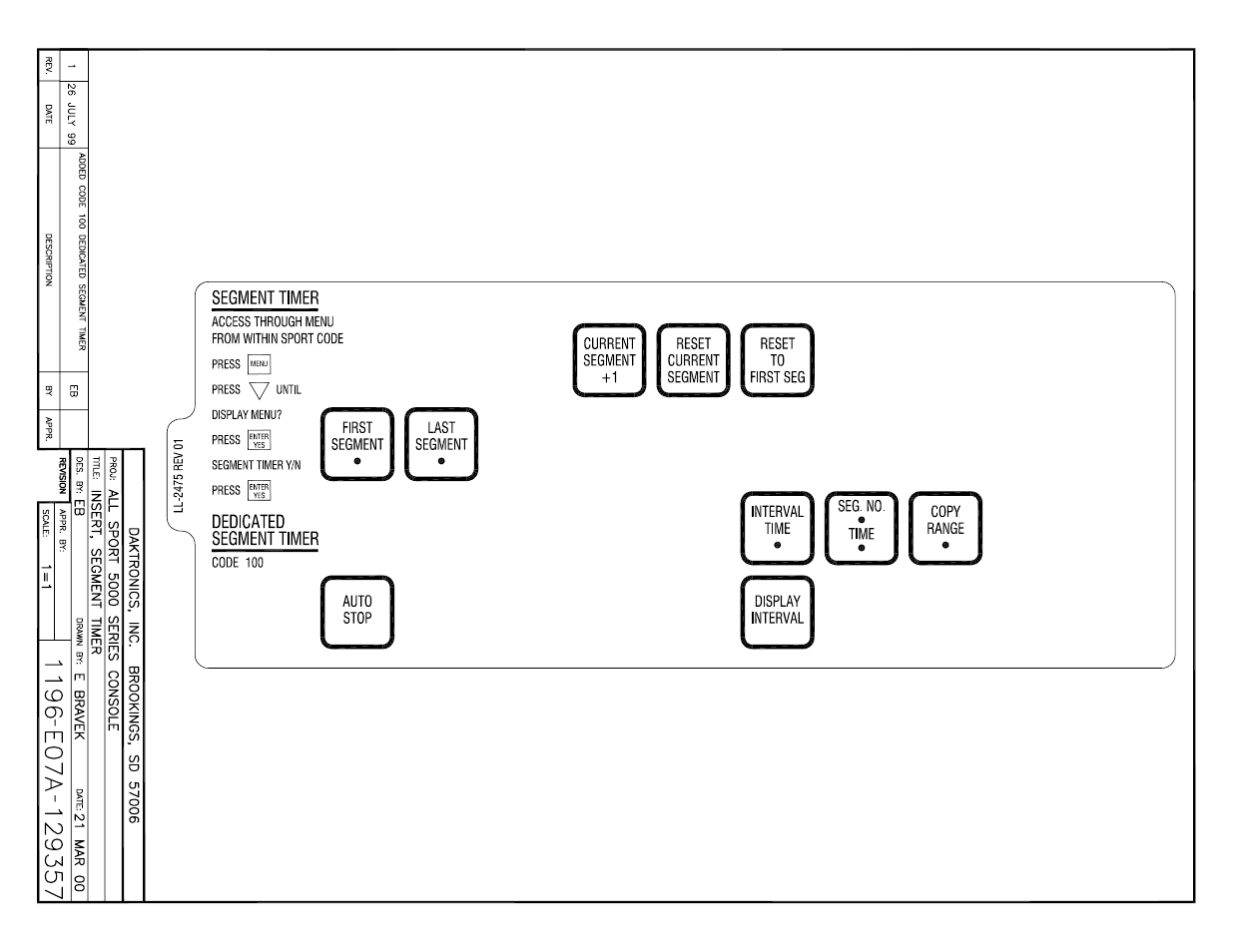 Drawing a-129357 | Daktronics All Sport 5000 User Manual | Page 370 / 416