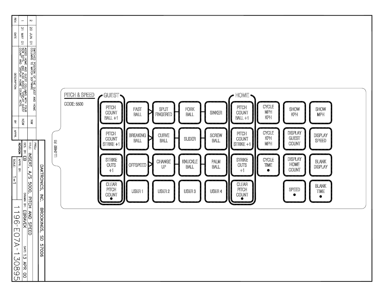 Drawing a-130895 | Daktronics All Sport 5000 User Manual | Page 371 / 416