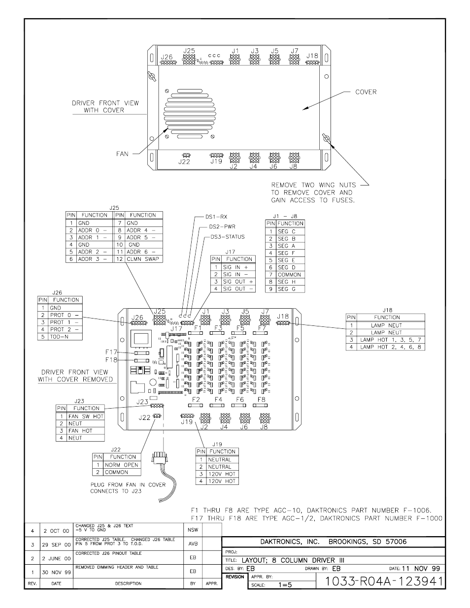 Drawing a-123941 | Daktronics All Sport 5000 User Manual | Page 395 / 416