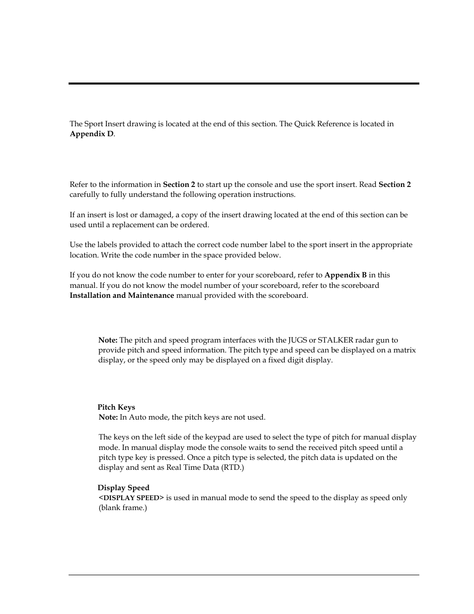 Section 5: pitch and speed, 1 general pitch and speed information, 2 pitch and speed keys | Section 5, Pitch and speed | Daktronics All Sport 5000 User Manual | Page 82 / 416