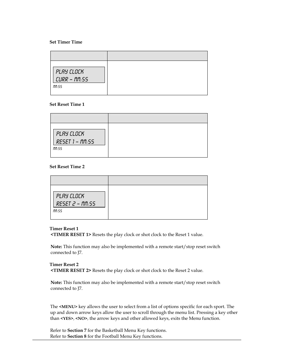 3 menu, Play clock curr – mm:ss, Play clock reset 1 – mm:ss | Play clock reset 2 – mm:ss | Daktronics All Sport 5000 User Manual | Page 91 / 416