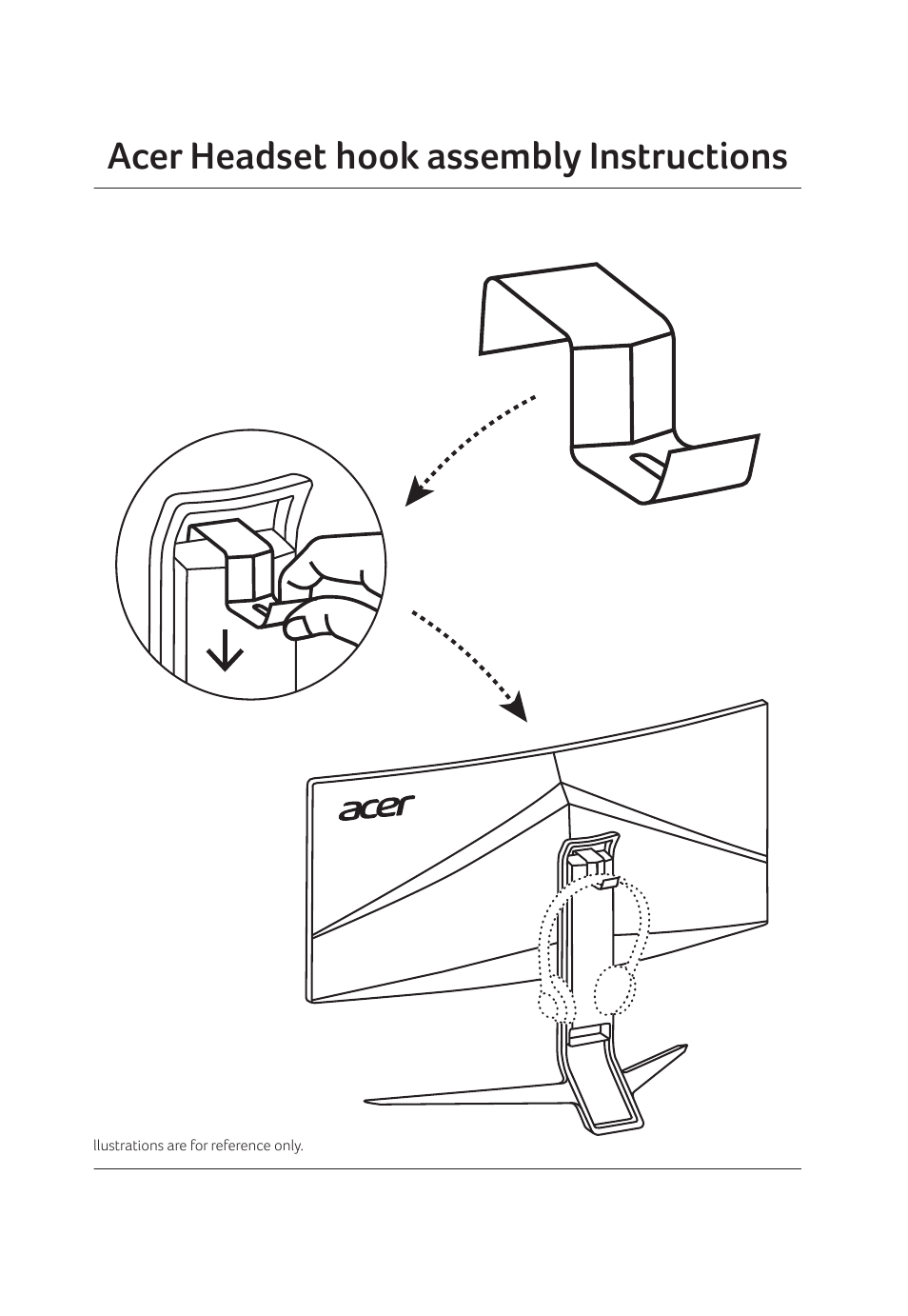 Acer headset hook assembly instructions | Acer Predator X34 GSbmiipphuzx 34" 180 Hz Curved Gaming Monitor User Manual | Page 16 / 20