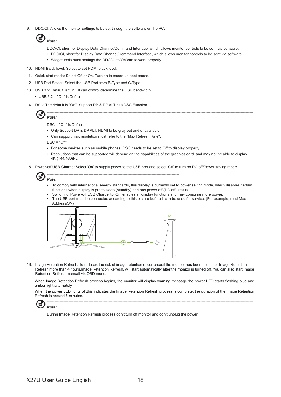 X27u user guide english 18 | Acer Predator X27U bmiipruzx 27" 1440p HDR 240 Hz Gaming Monitor User Manual | Page 29 / 32