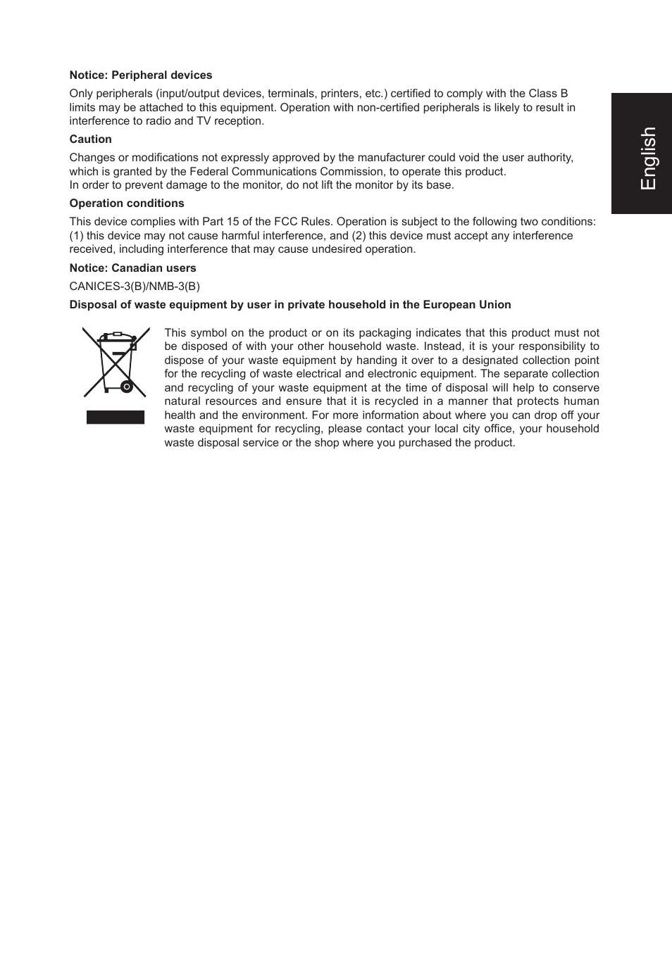 English | Acer XF270H Abmidprzx 27" 16:9 LCD Monitor User Manual | Page 3 / 3