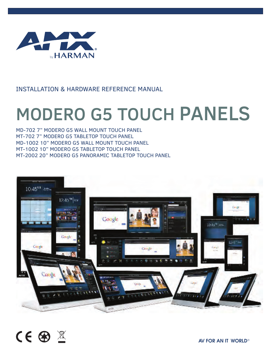 AMX MT-1002 Modero G5 Tabletop 10.1" Multi-Touch Panel User Manual | 34 pages