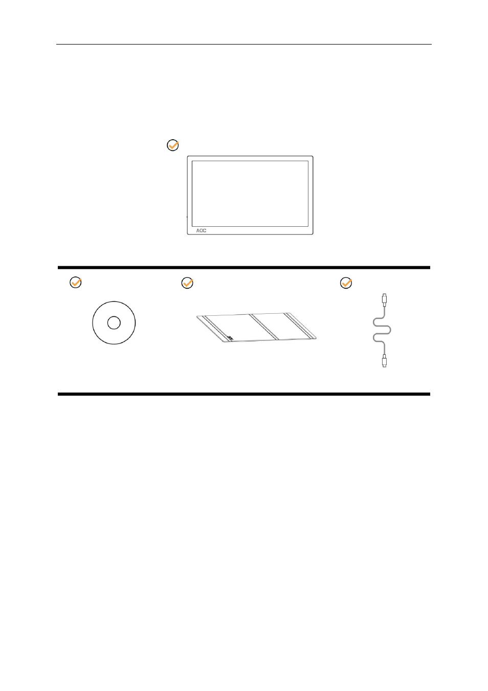 Setup, Contents in box | AOC I1601C 15.6" Portable Display User Manual | Page 7 / 19
