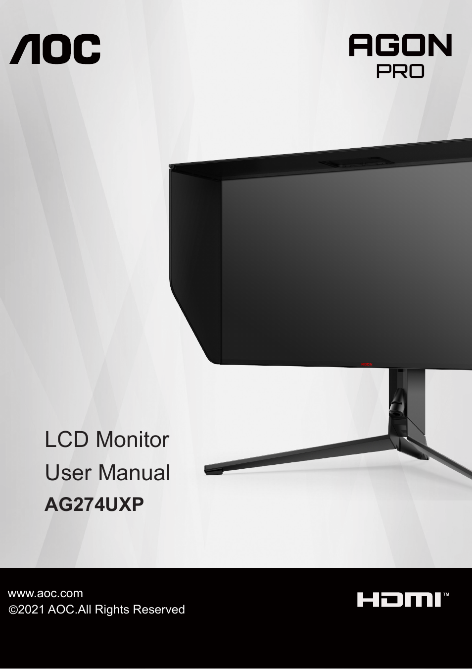 AOC AGON Pro AG274UXP 27" 4K HDR 144 Hz Gaming Monitor (Black and Red) User Manual | 34 pages