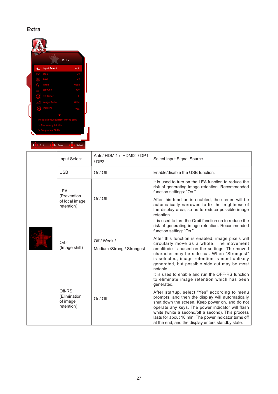 Extra | AOC AG276QZD 27" QHD 1440p 240 Hz Gaming Monitor User Manual | Page 29 / 38