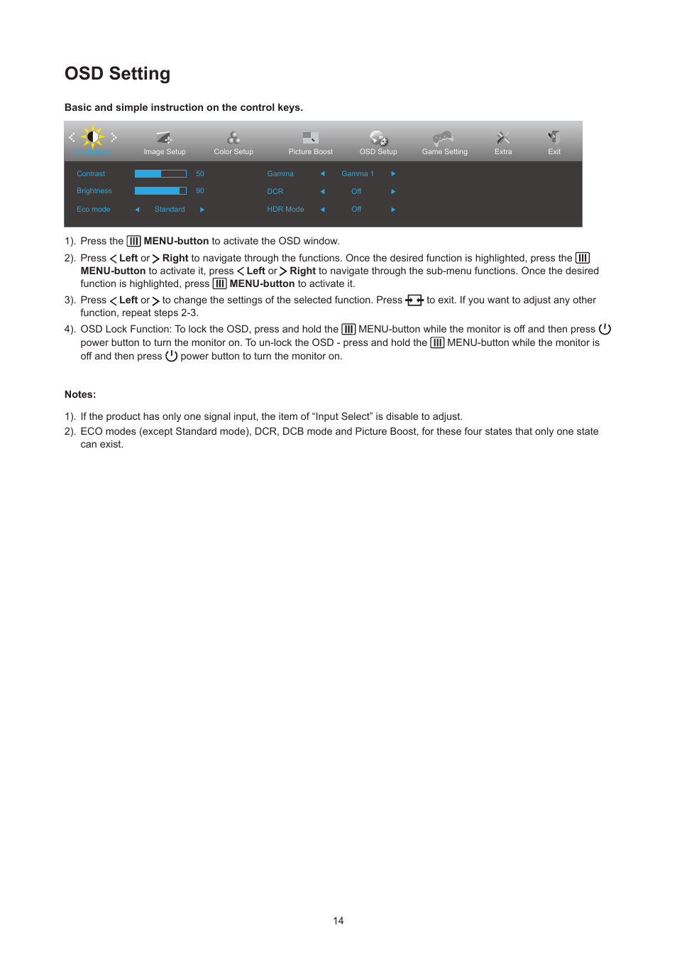 Osd setting | AOC 27B3HM 27" Monitor User Manual | Page 16 / 31