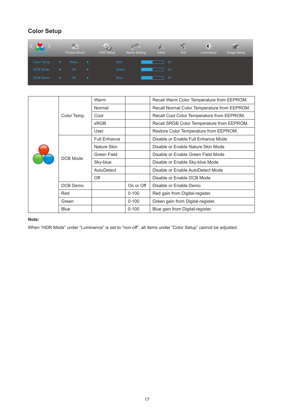 Color setup | AOC 27B3HM 27" Monitor User Manual | Page 19 / 31