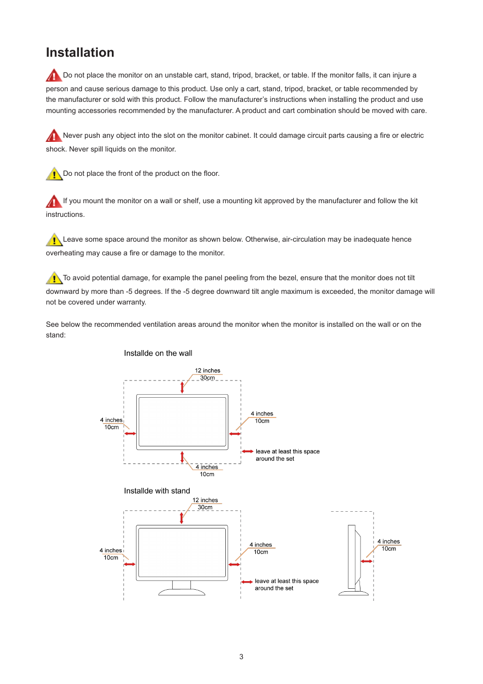 Installation | AOC 27B3HM 27" Monitor User Manual | Page 5 / 31