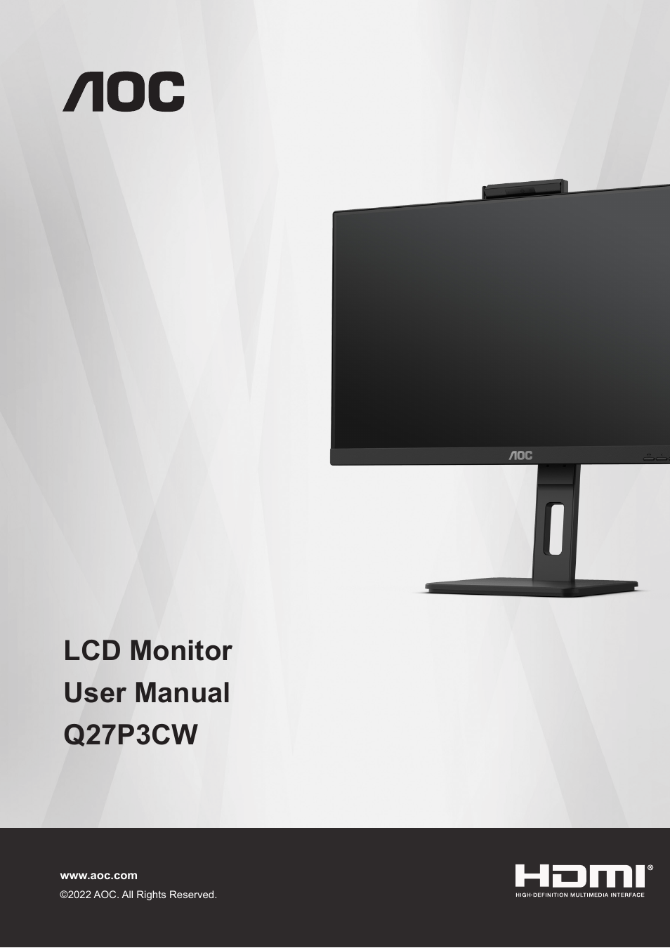 AOC Q27P3CW 27" QHD Monitor User Manual | 33 pages