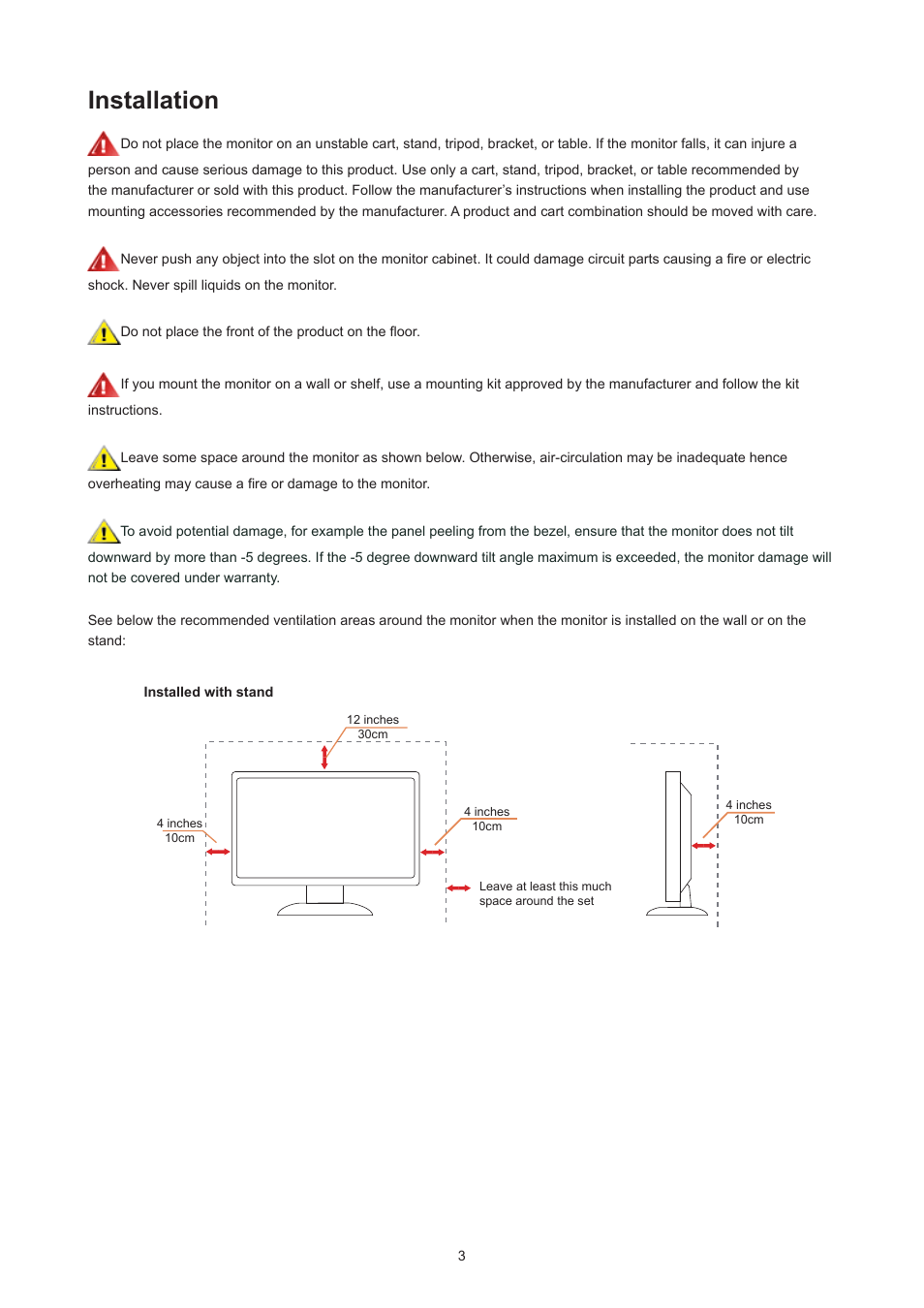 Installation | AOC Q27P3CW 27" QHD Monitor User Manual | Page 5 / 33