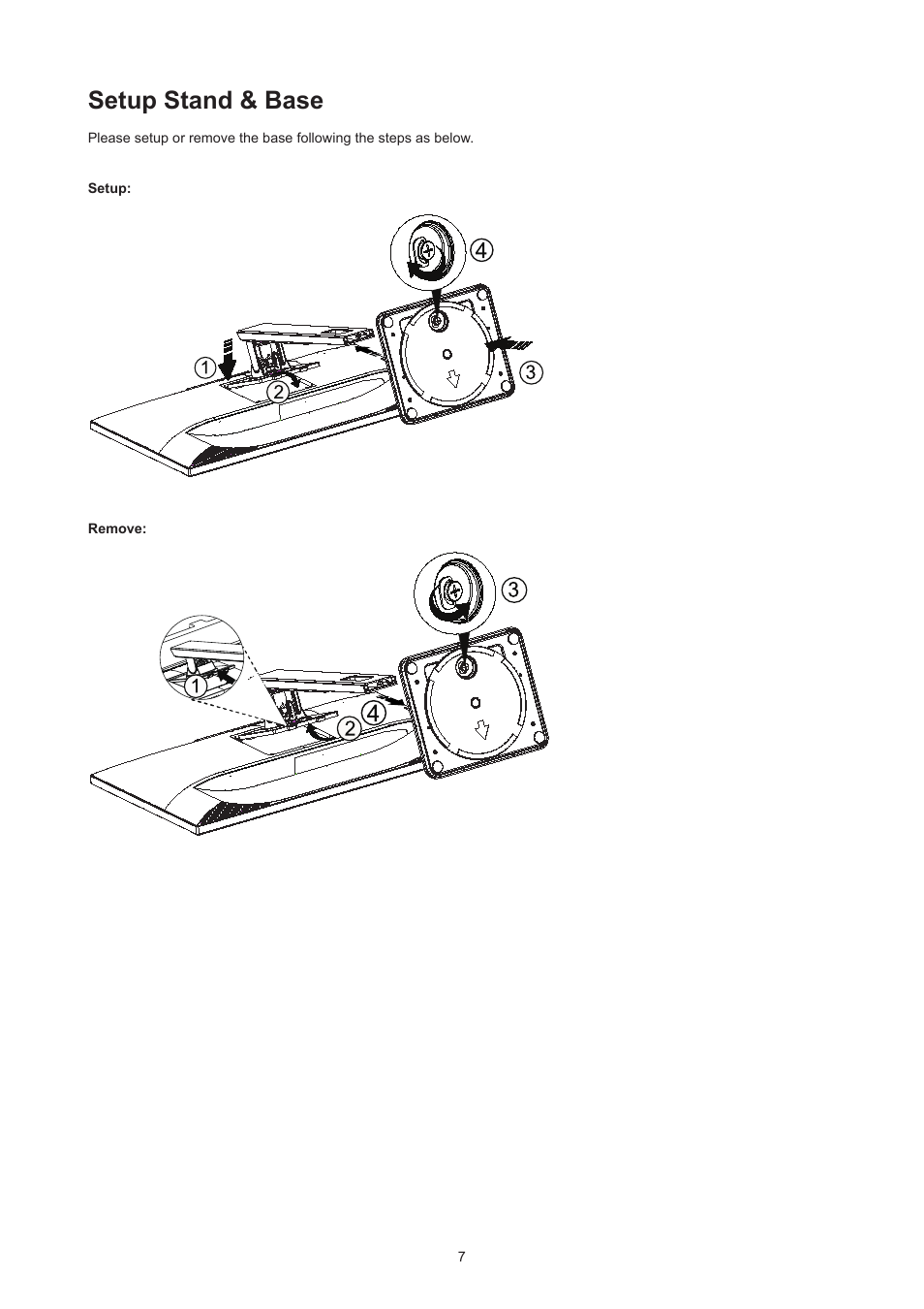 Setup stand & base | AOC Q27P3CW 27" QHD Monitor User Manual | Page 9 / 33