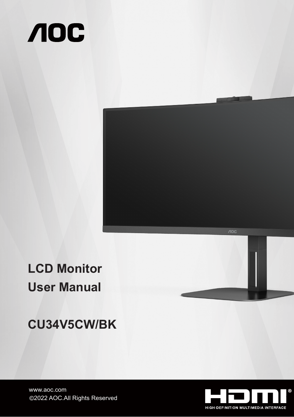 AOC CU34V5CW 34" 1440p Curved Monitor User Manual | 34 pages
