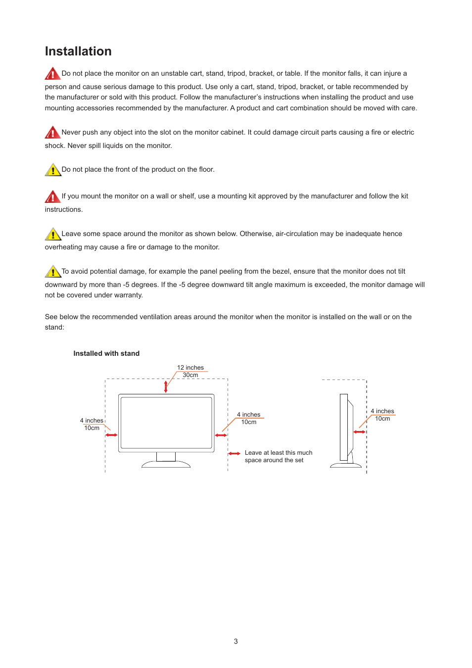 Installation | AOC CU34V5CW 34" 1440p Curved Monitor User Manual | Page 5 / 34