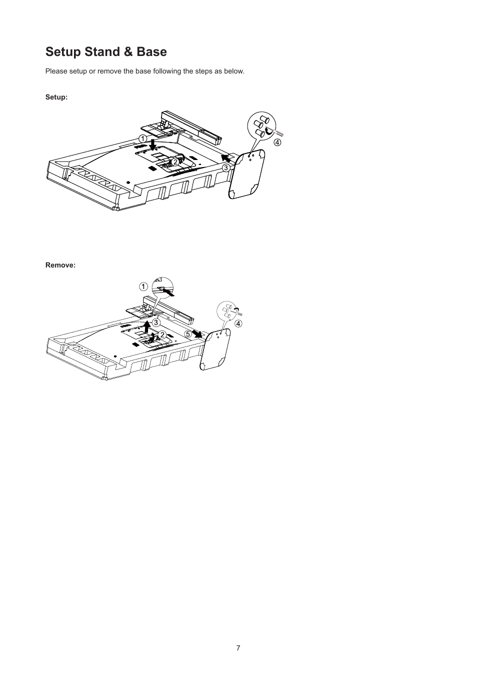 Setup stand & base | AOC CU34V5CW 34" 1440p Curved Monitor User Manual | Page 9 / 34