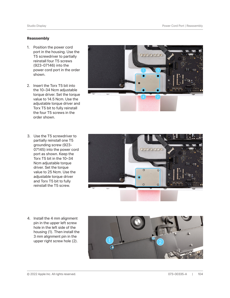 Reassembly | Apple 27" Studio Display (Nano-Texture Glass, Tilt Adjustable Stand) User Manual | Page 104 / 135