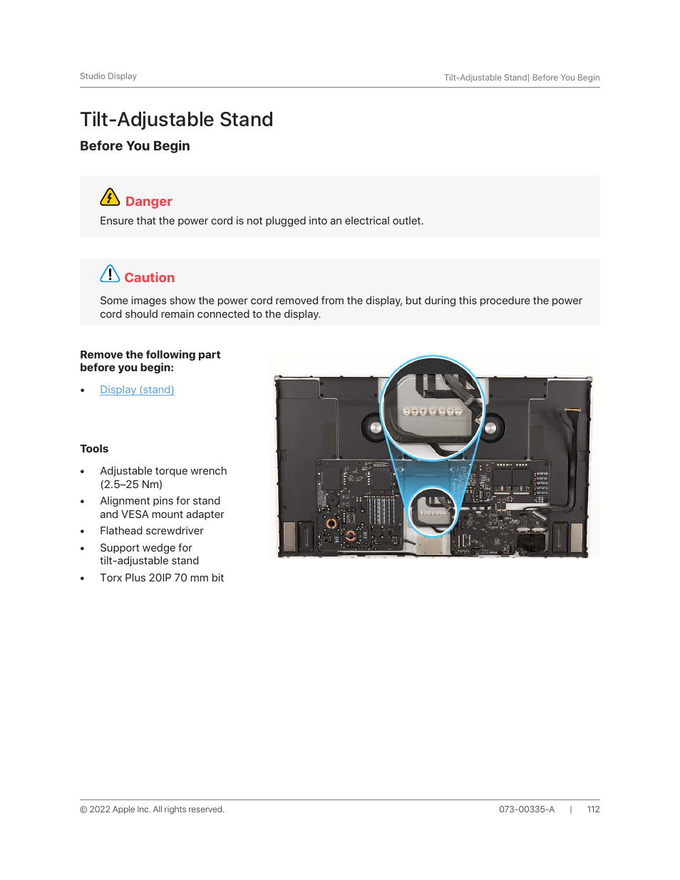 Tilt-adjustable stand | Apple 27" Studio Display (Nano-Texture Glass, Tilt Adjustable Stand) User Manual | Page 112 / 135