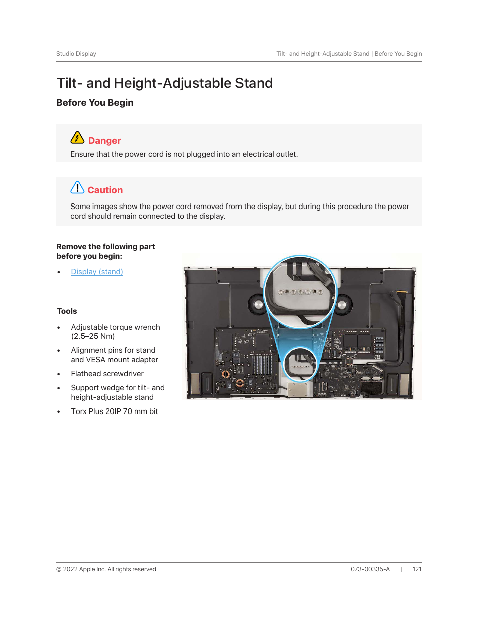 Tilt- and height-adjustable stand, Eps in | Apple 27" Studio Display (Nano-Texture Glass, Tilt Adjustable Stand) User Manual | Page 121 / 135