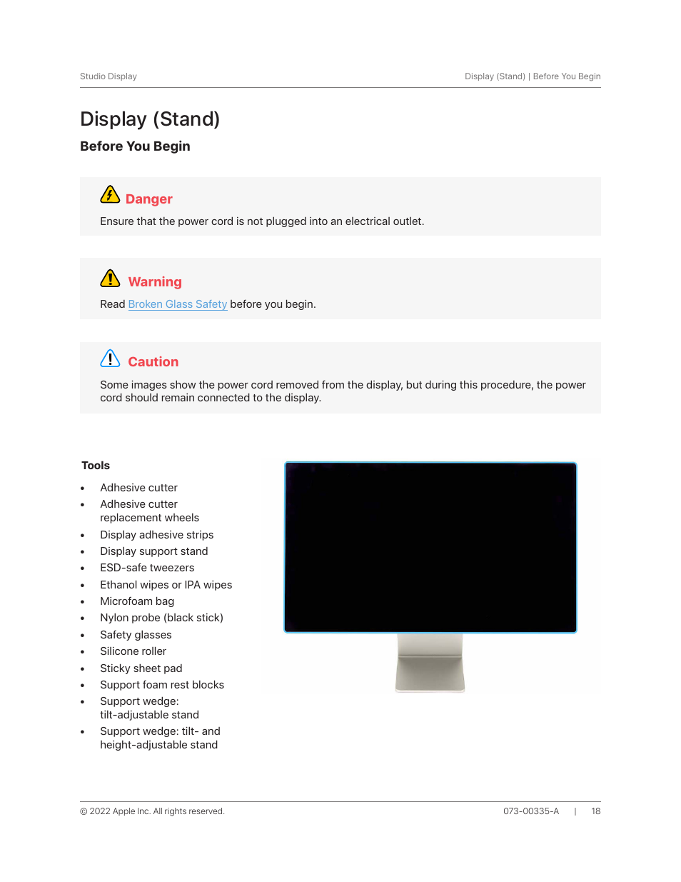Display (stand) | Apple 27" Studio Display (Nano-Texture Glass, Tilt Adjustable Stand) User Manual | Page 18 / 135