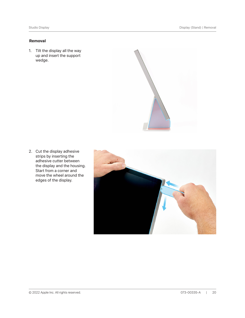 Removal | Apple 27" Studio Display (Nano-Texture Glass, Tilt Adjustable Stand) User Manual | Page 20 / 135