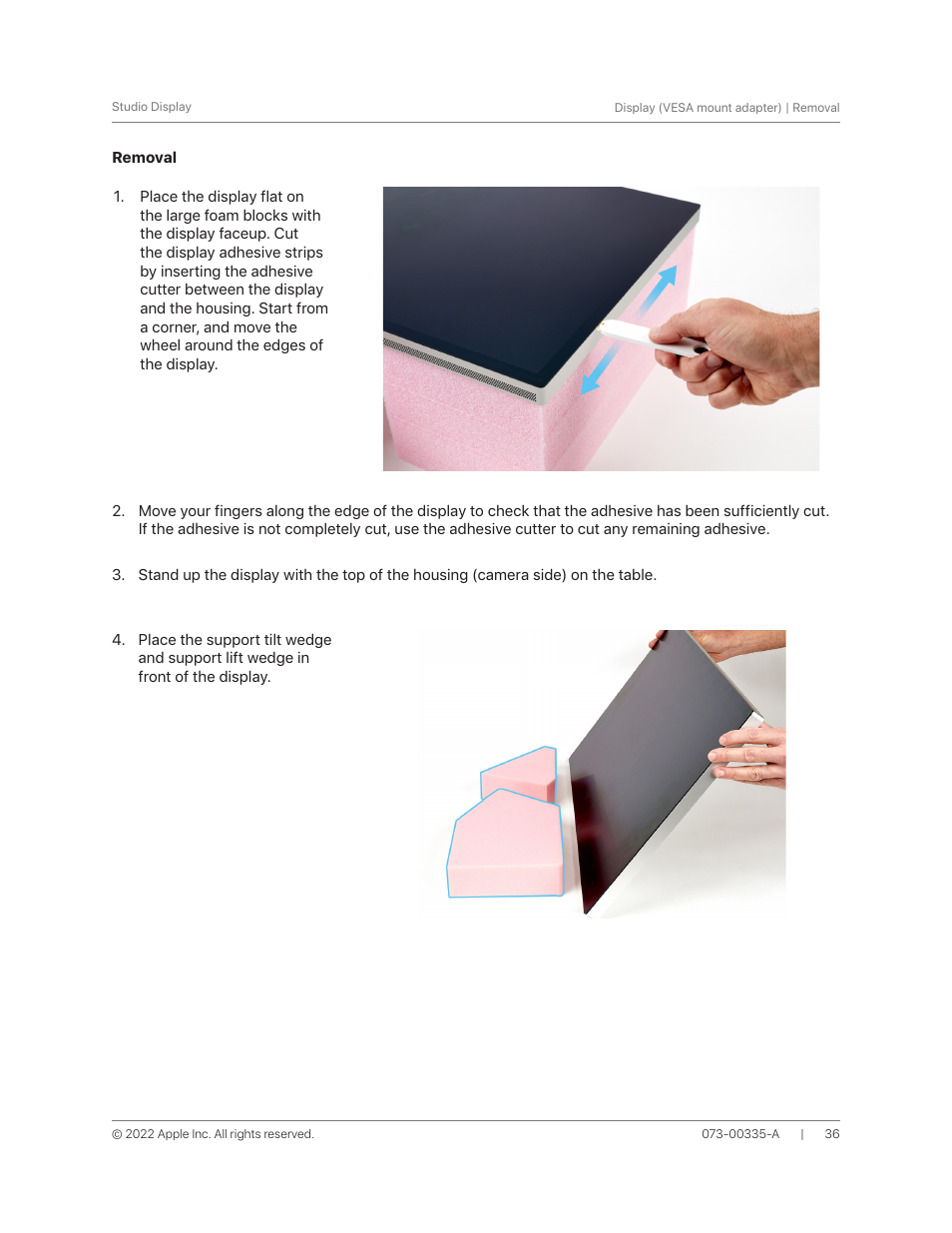 Removal | Apple 27" Studio Display (Nano-Texture Glass, Tilt Adjustable Stand) User Manual | Page 36 / 135