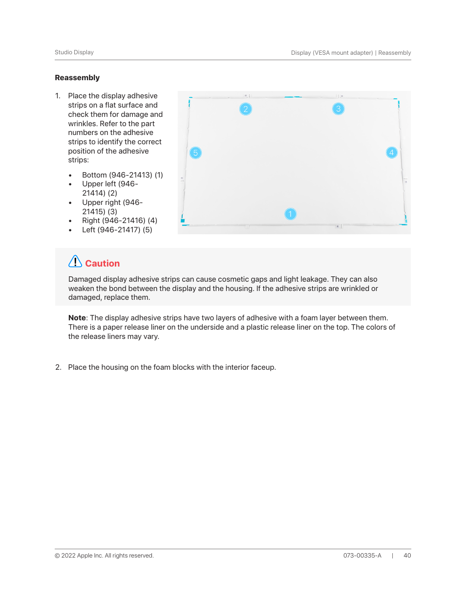 Reassembly | Apple 27" Studio Display (Nano-Texture Glass, Tilt Adjustable Stand) User Manual | Page 40 / 135