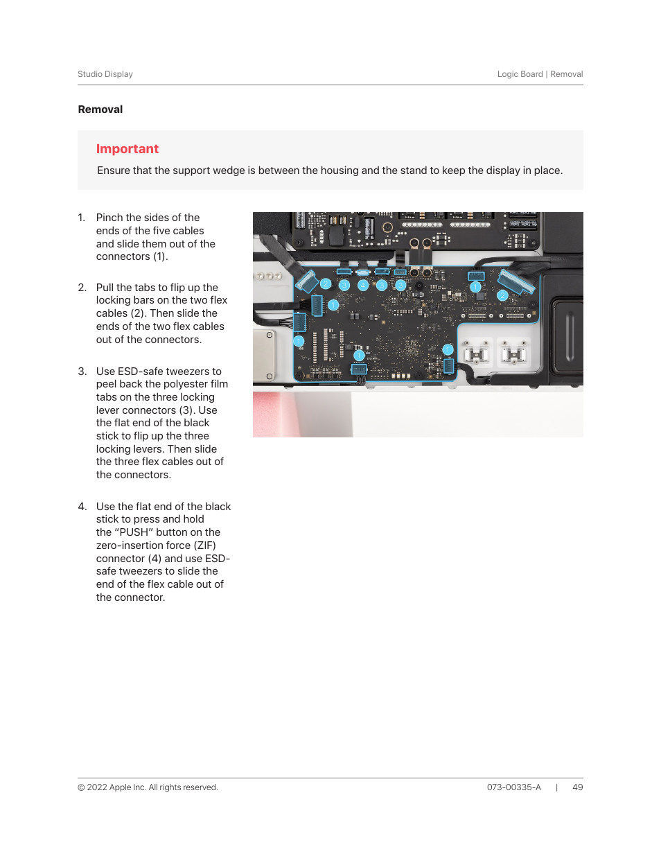 Removal | Apple 27" Studio Display (Nano-Texture Glass, Tilt Adjustable Stand) User Manual | Page 49 / 135