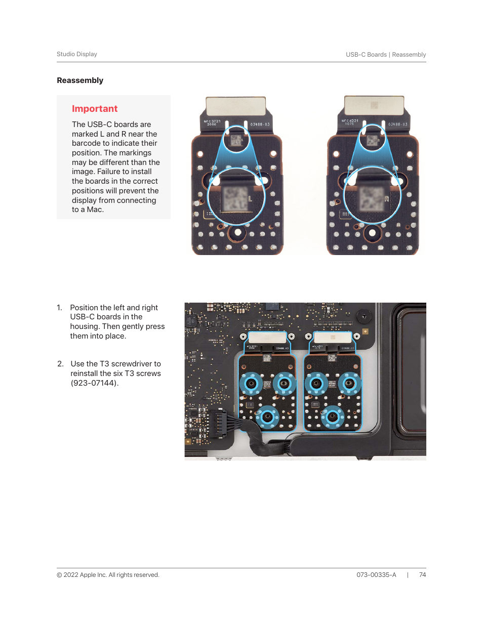 Reassembly | Apple 27" Studio Display (Nano-Texture Glass, Tilt Adjustable Stand) User Manual | Page 74 / 135