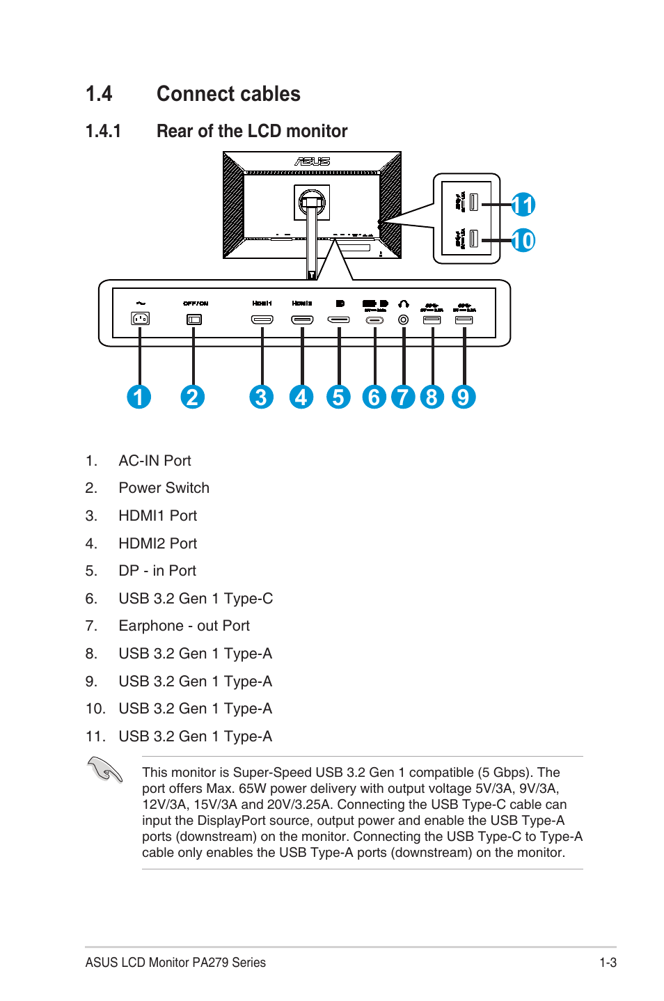 4 connect cables | Asus ProArt Display PA279CV 27" 4K HDR Monitor User Manual | Page 11 / 31