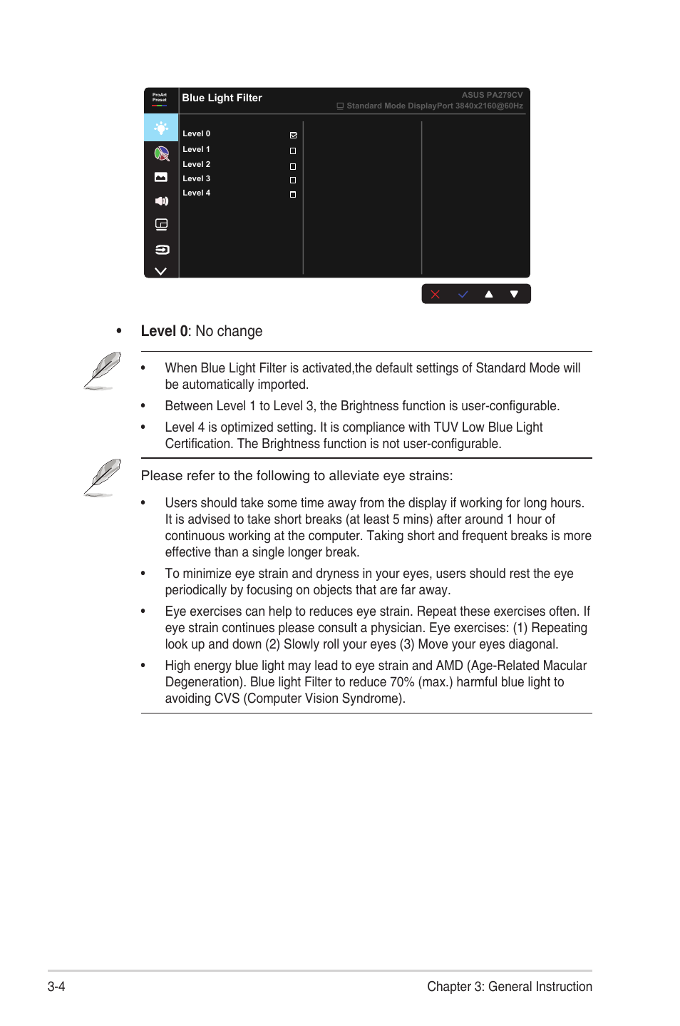 Level 0 : no change | Asus ProArt Display PA279CV 27" 4K HDR Monitor User Manual | Page 20 / 31