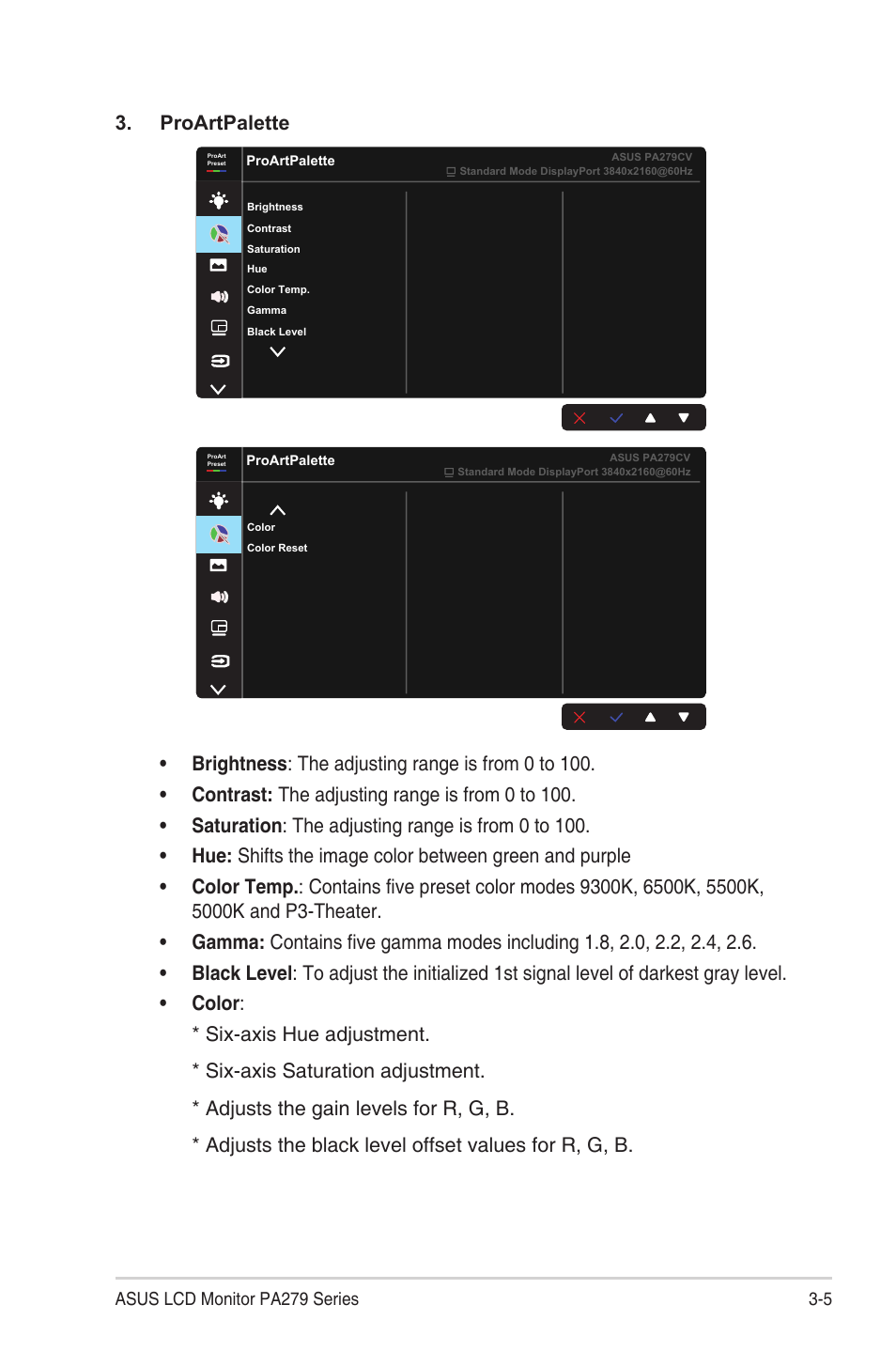 Proartpalette | Asus ProArt Display PA279CV 27" 4K HDR Monitor User Manual | Page 21 / 31