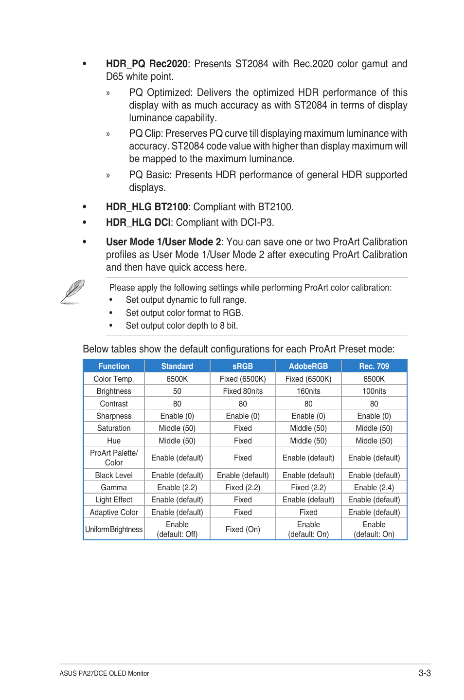 Asus ProArt Display OLED PA27DCE-K 26.9" 4K HDR Monitor with Color Calibrator User Manual | Page 25 / 43