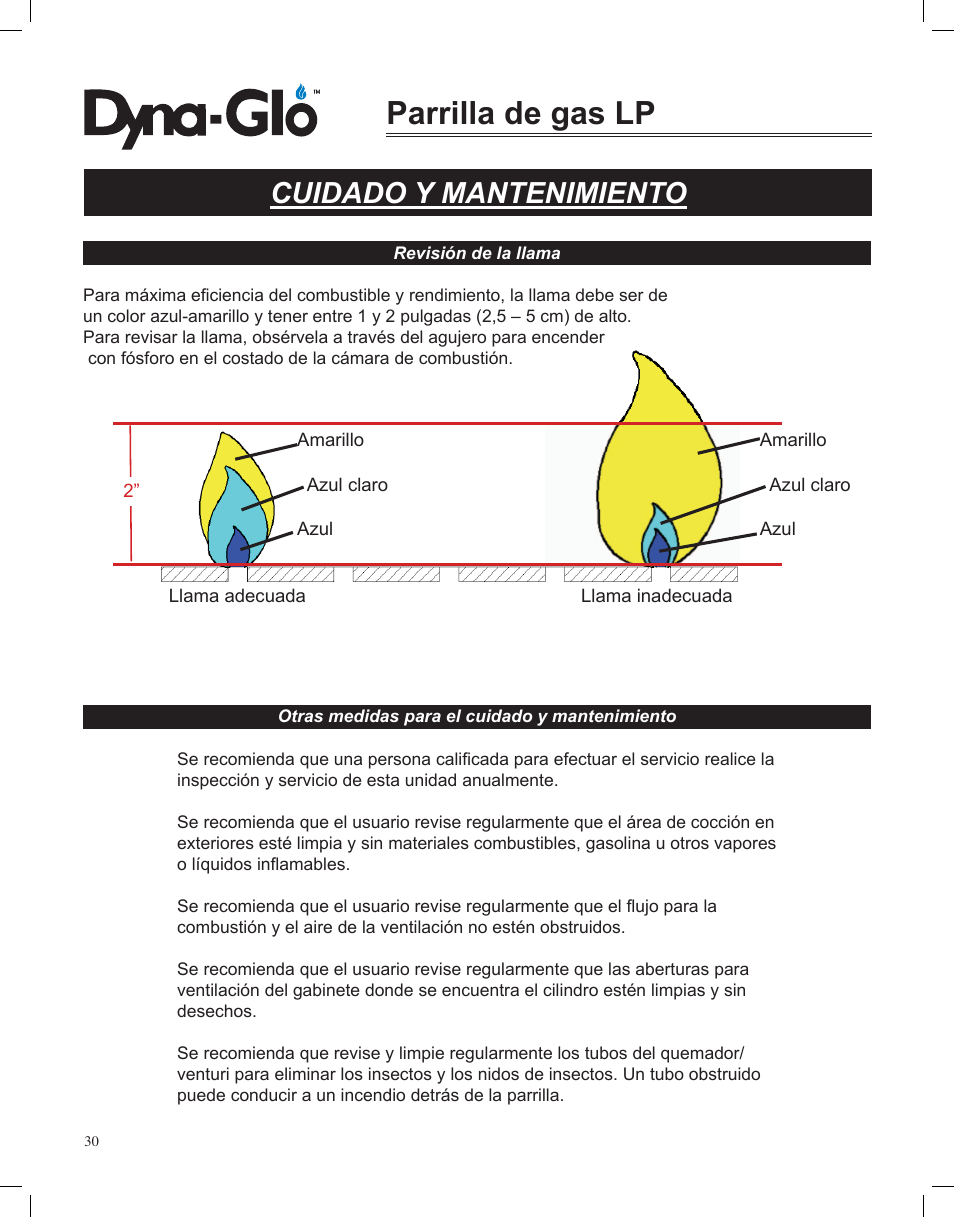 Parrilla de gas lp, Cuidado y mantenimiento | Dyna-Glo LP Gas Grill DGP350NP User Manual | Page 104 / 108