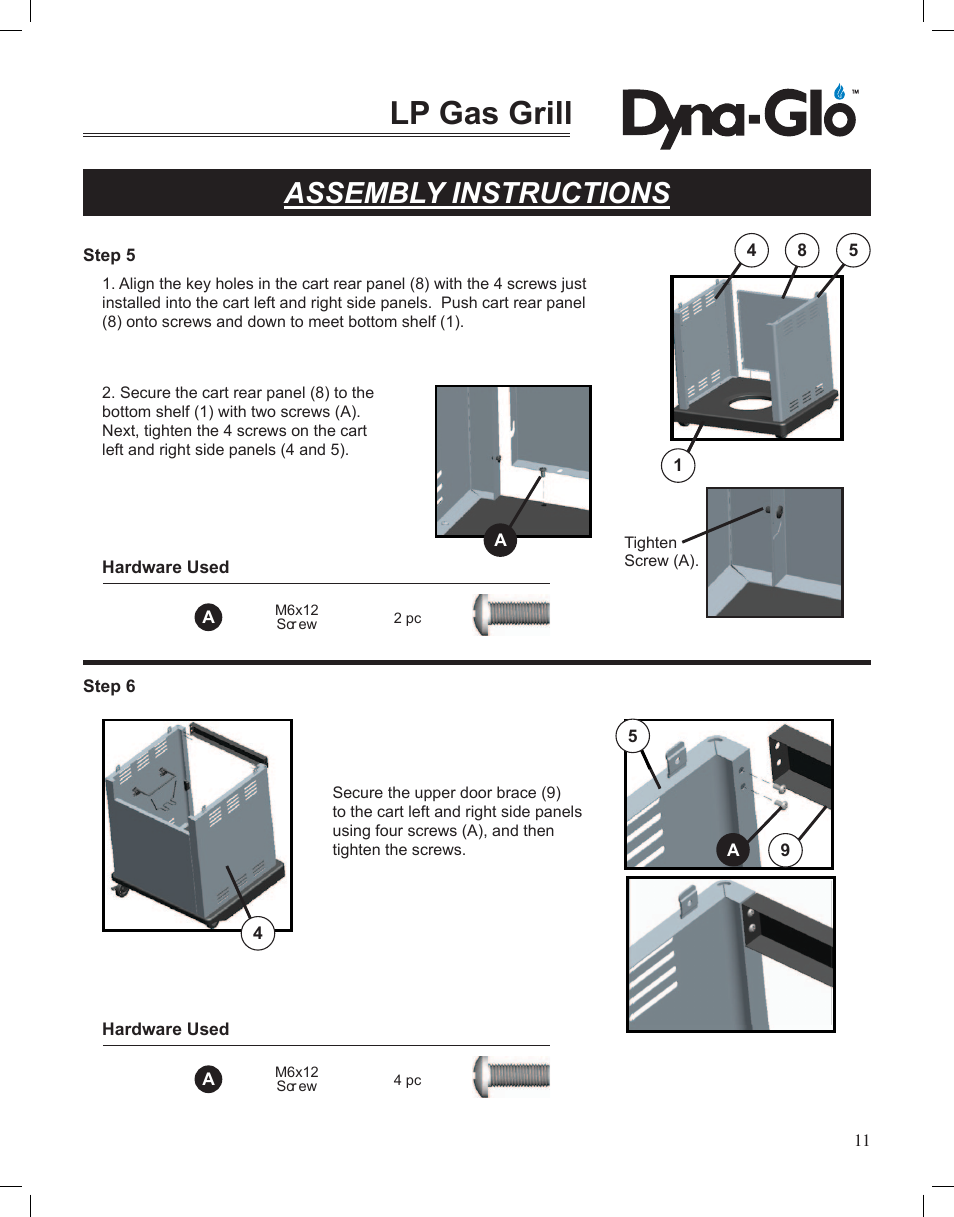 Lp gas grill, Assembly instructions | Dyna-Glo LP Gas Grill DGP350NP User Manual | Page 13 / 108