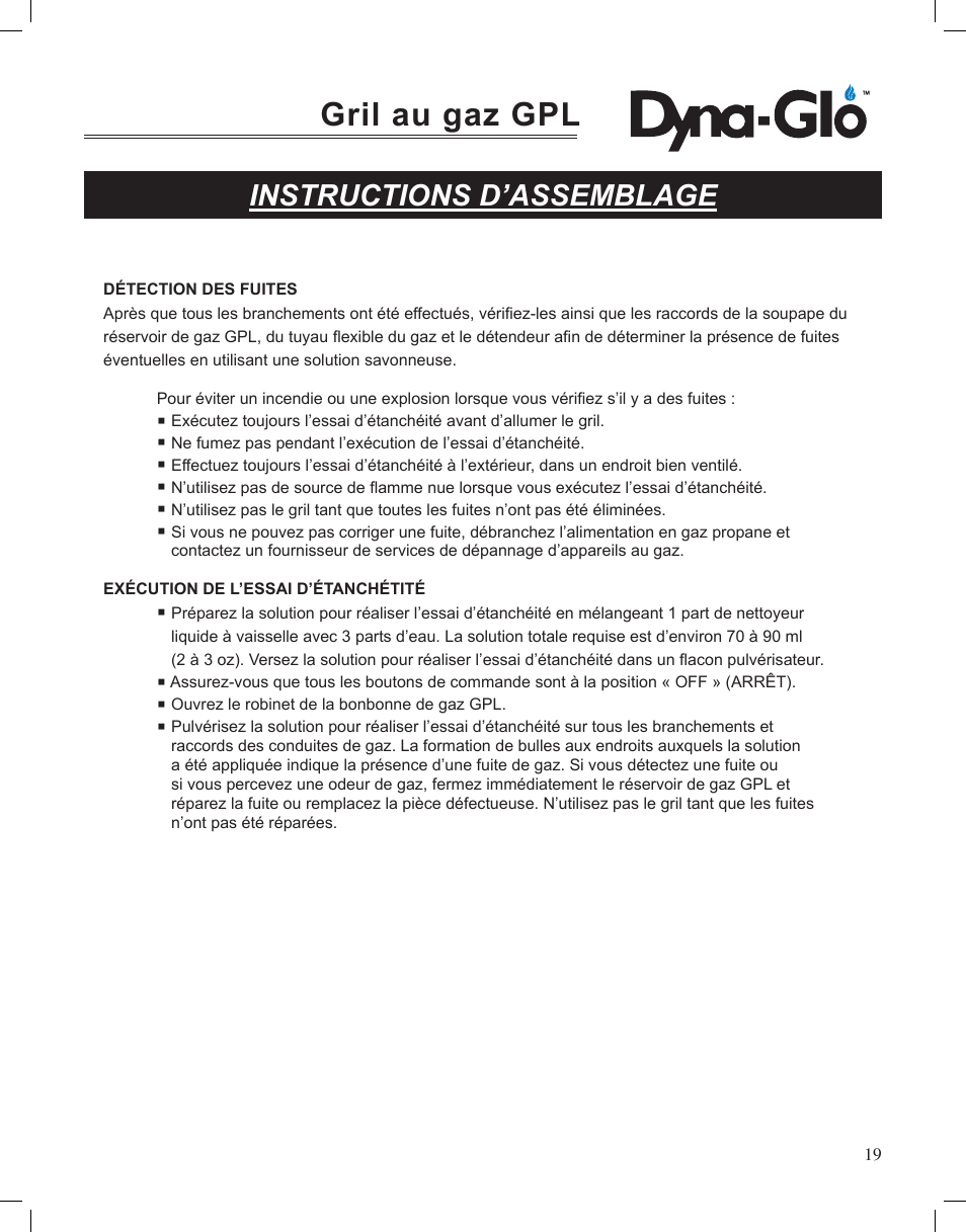 Gril au gaz gpl, Instructions d’assemblage | Dyna-Glo LP Gas Grill DGP350NP User Manual | Page 57 / 108