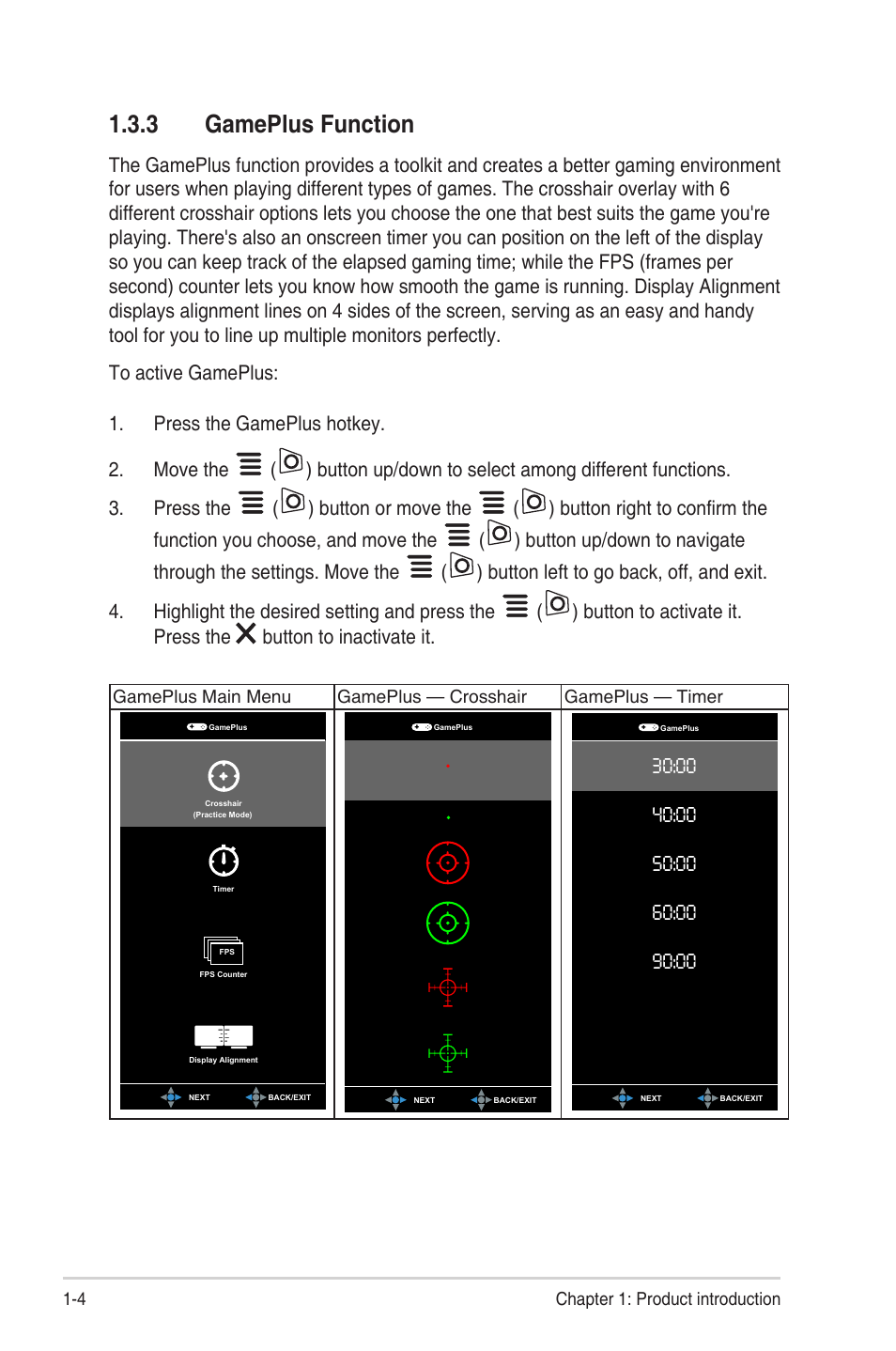 3 gameplus function, Gameplus function -4 | Asus TUF Gaming VG259QR 24.5" 16:9 165 Hz IPS Gaming Monitor User Manual | Page 12 / 31