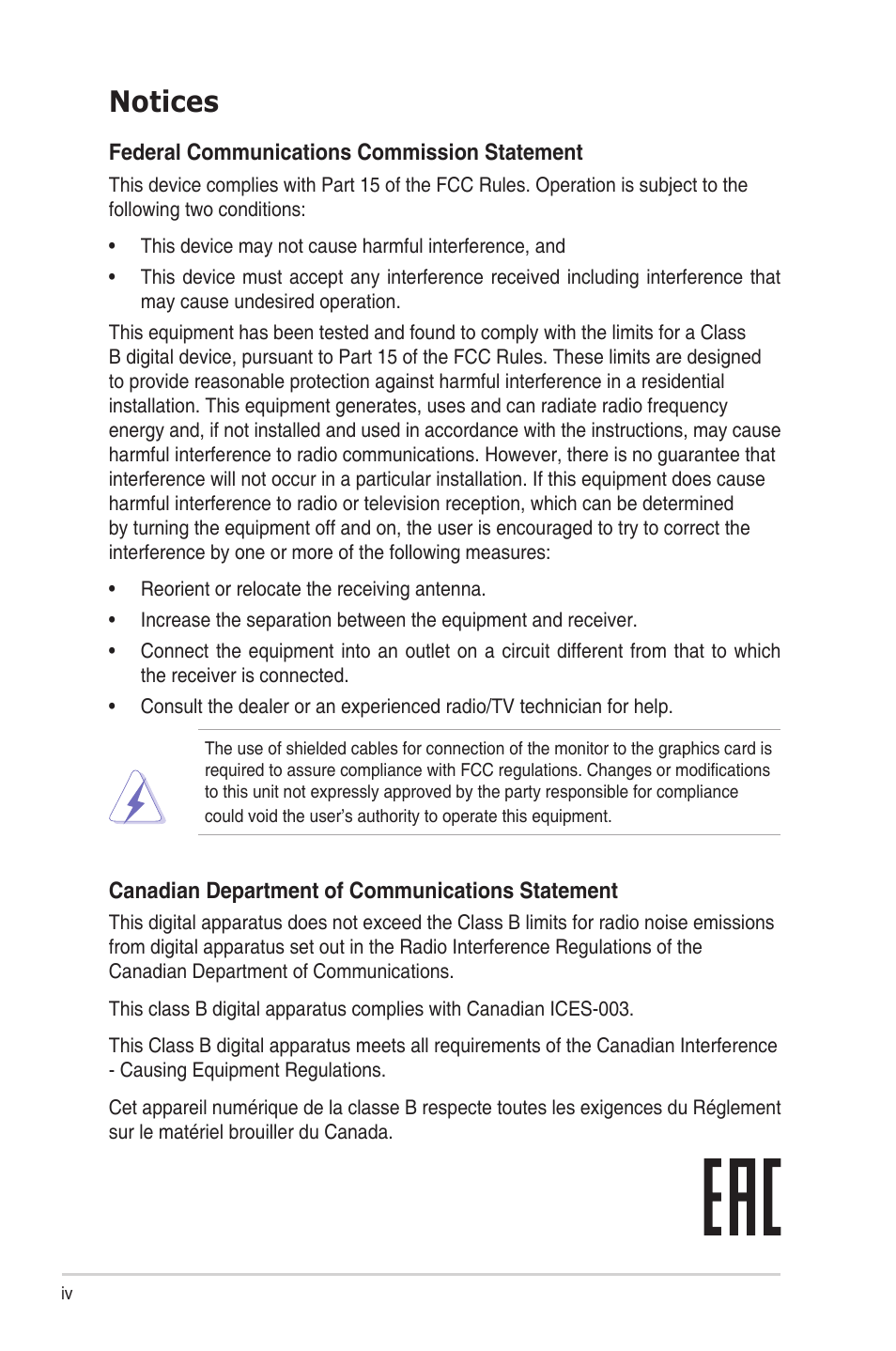 Notices | Asus TUF Gaming VG259QR 24.5" 16:9 165 Hz IPS Gaming Monitor User Manual | Page 4 / 31