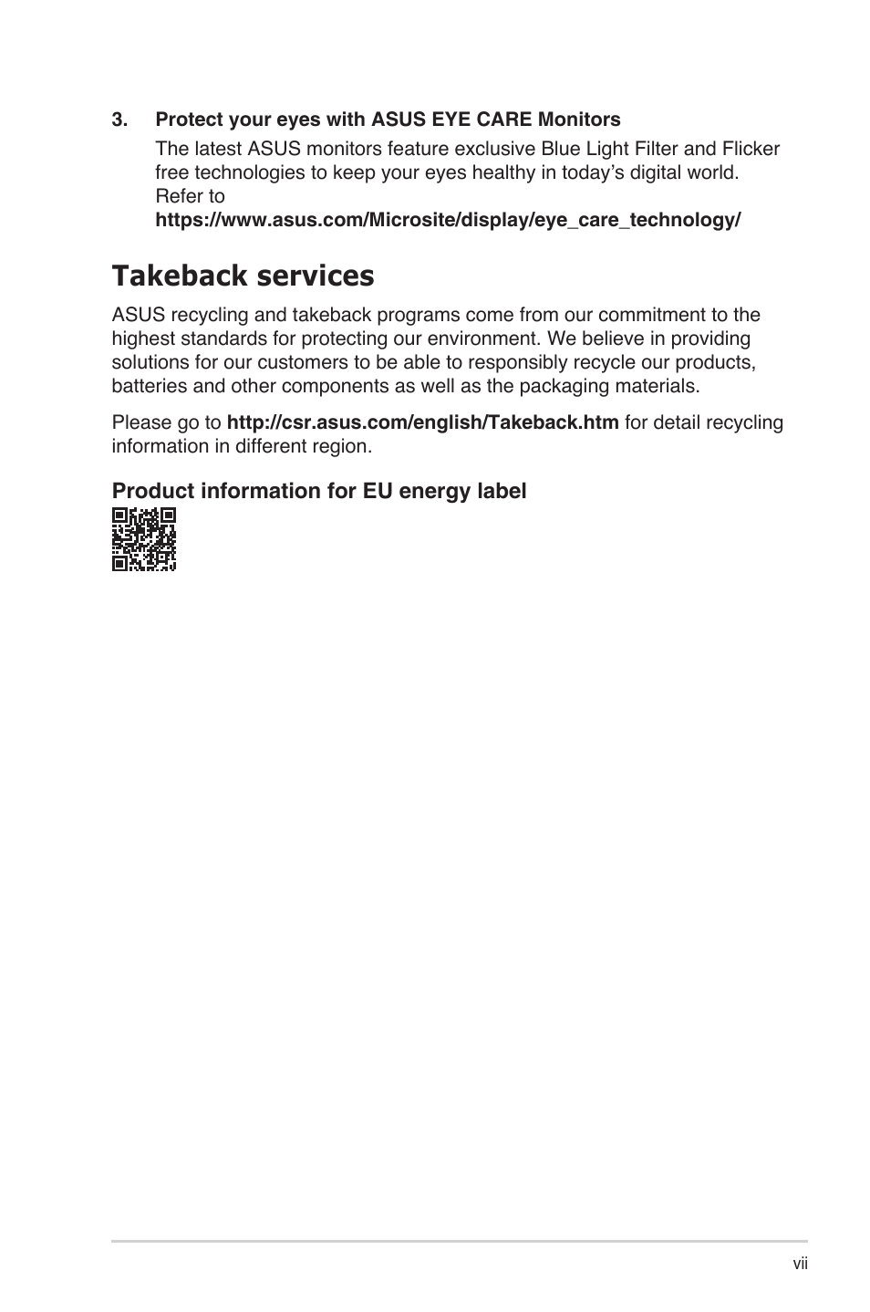 Takeback services | Asus ZenScreen MB16AHG 15.6" 144 Hz Portable Monitor User Manual | Page 7 / 27