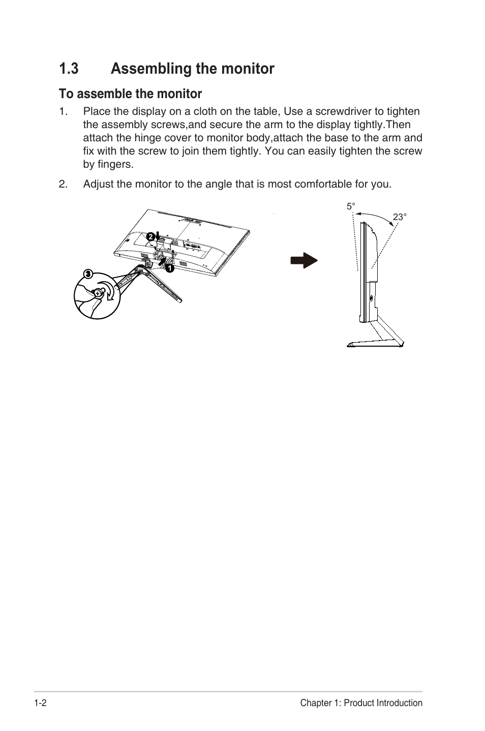 3 assembling the monitor, Assembling the monitor -2 | Asus VY229HE Eye Care 21.45" Monitor User Manual | Page 11 / 35