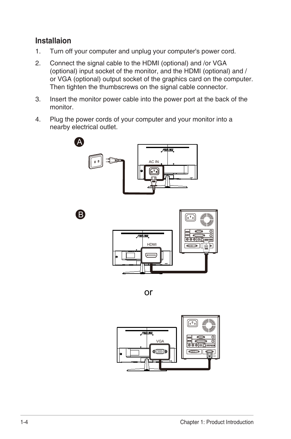 Installaion | Asus VY229HE Eye Care 21.45" Monitor User Manual | Page 13 / 35