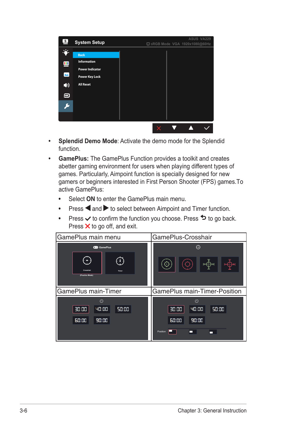 Gameplus main-timer gameplus main-timer-position | Asus VA229HR 21.5" 16:9 Eye Care IPS Monitor User Manual | Page 19 / 23