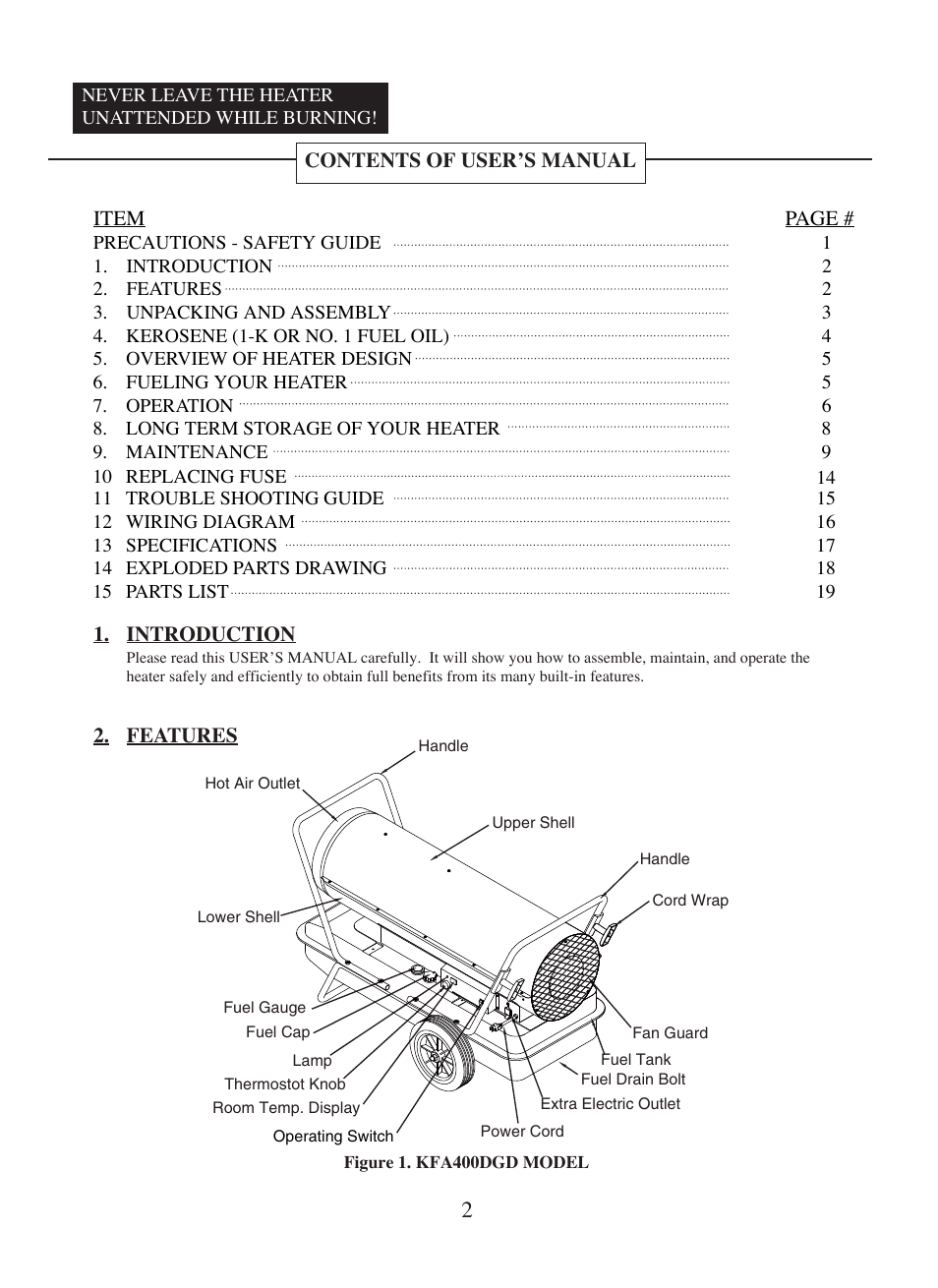 Dyna-Glo Kerosene Portable Forced Air Heaters KFA400DGD User Manual | Page 3 / 24