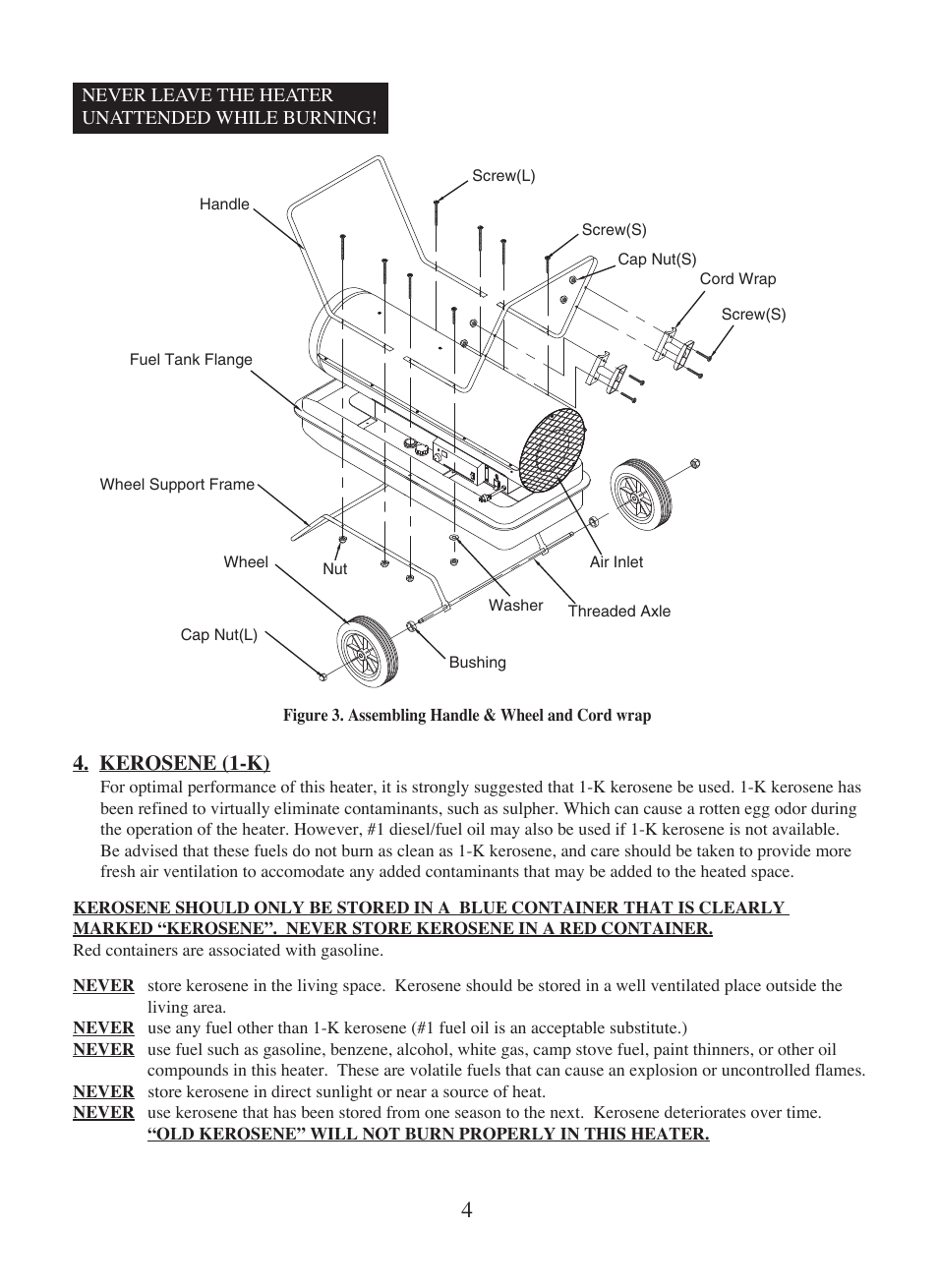 Kerosene (1-k) | Dyna-Glo Kerosene Portable Forced Air Heaters KFA400DGD User Manual | Page 5 / 24