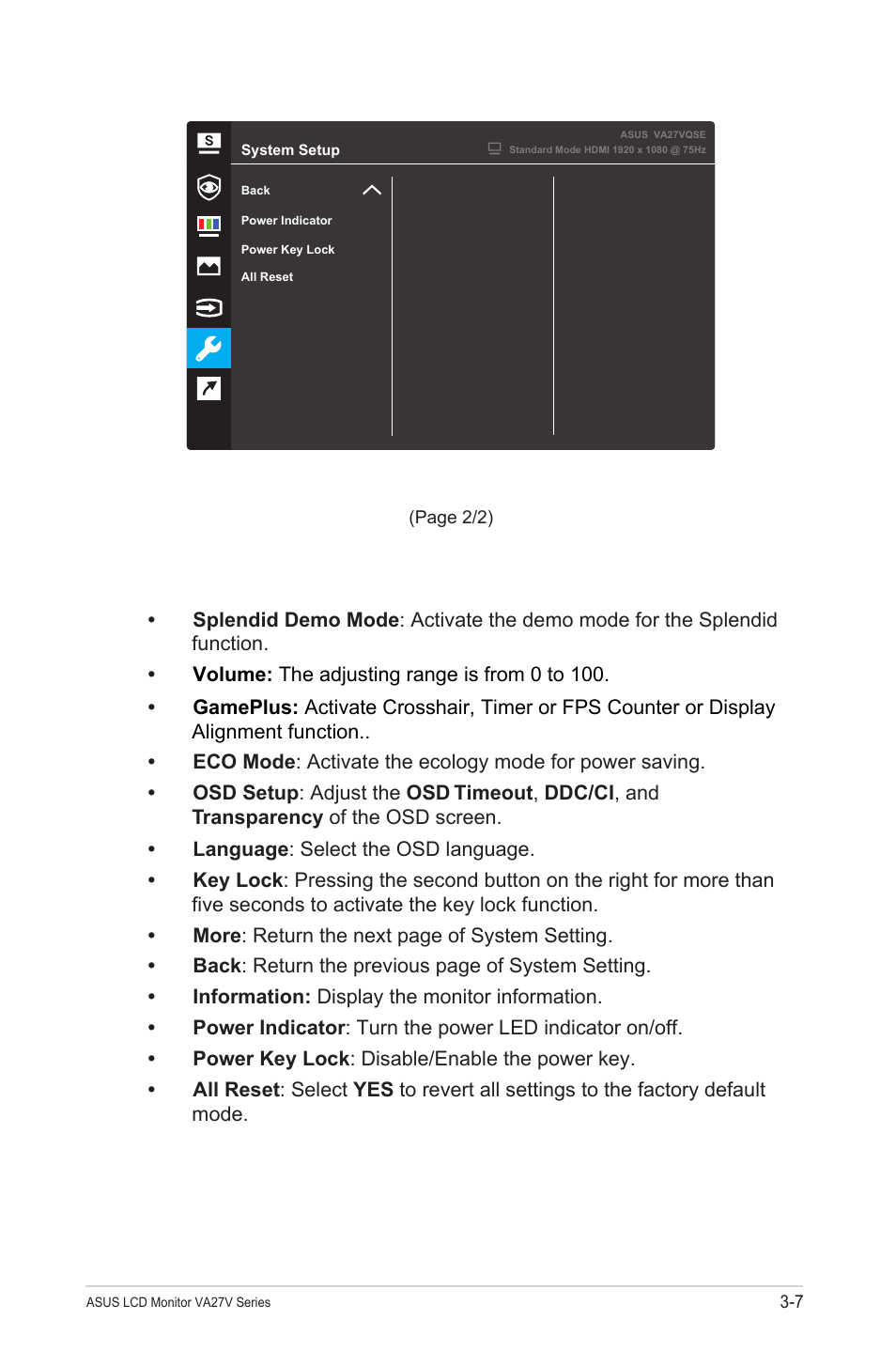 Asus VA27VQSE 27" Curved Monitor User Manual | Page 20 / 27