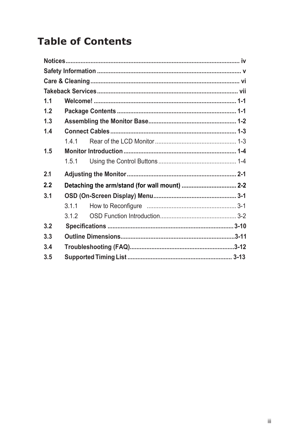 Asus VA27VQSE 27" Curved Monitor User Manual | Page 3 / 27